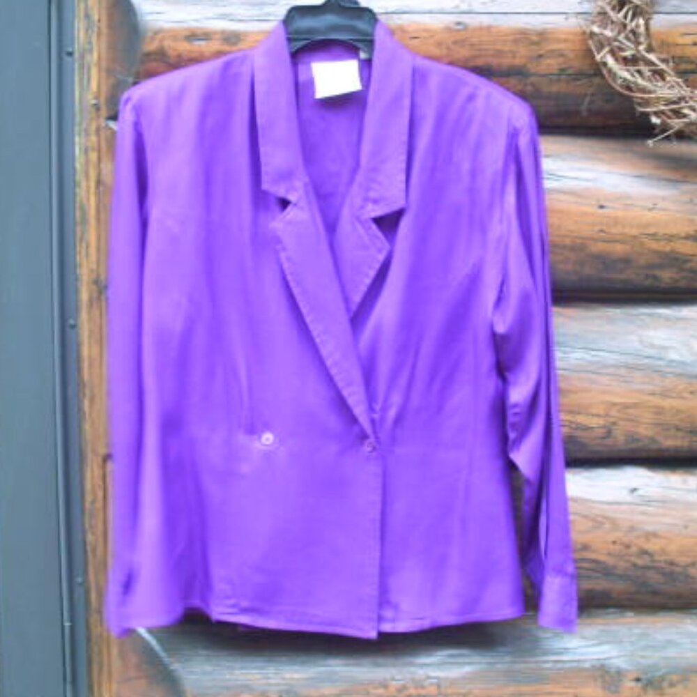 Vintage Passports Pier One Purple Light Blazer Top Size M